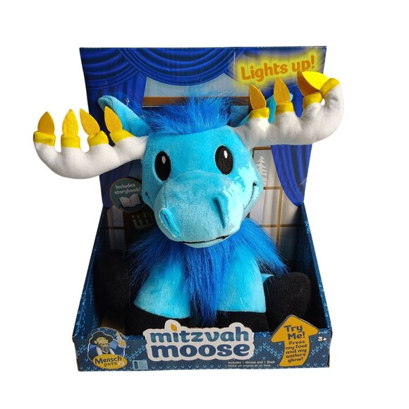 Mitzvah Moose Plush Toy With Lights-Up Antlers For Hanukkah Celebrations - Picture 1 of 8